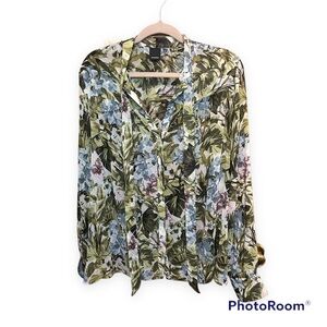 Pinko Blouse Front Tie Green Jungle Print​​
